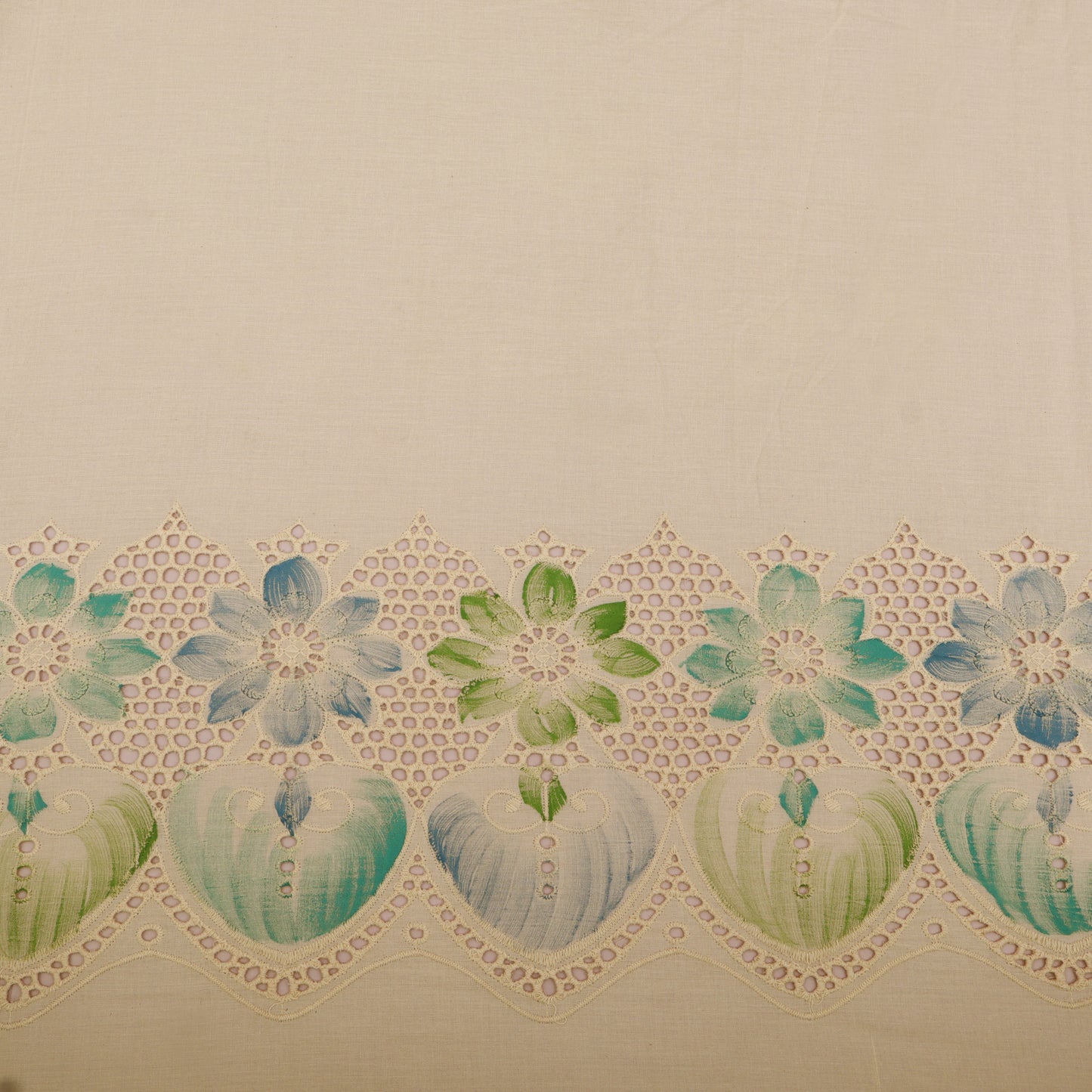 Cotton Chikan Print Embroidery Fabric