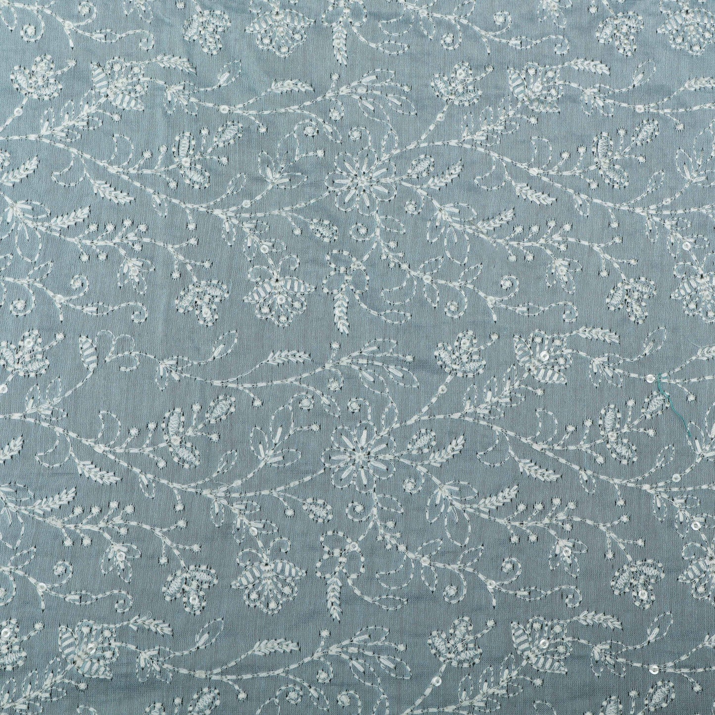 Sky Blue Color Chanderi Embroidery Fabric