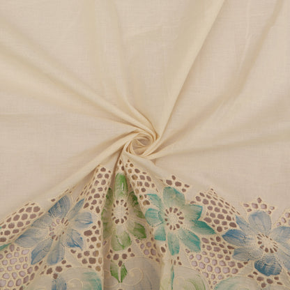 Cotton Chikan Print Embroidery Fabric
