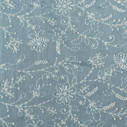 Sky Blue Color Chanderi Embroidery Fabric