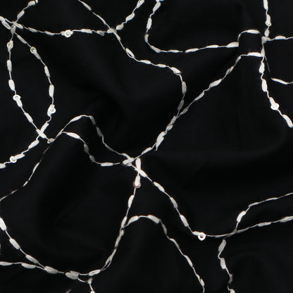 Black Color Cotton Embroidery Fabric