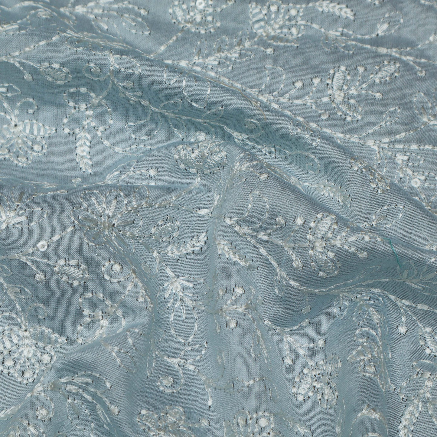 Sky Blue Color Chanderi Embroidery Fabric