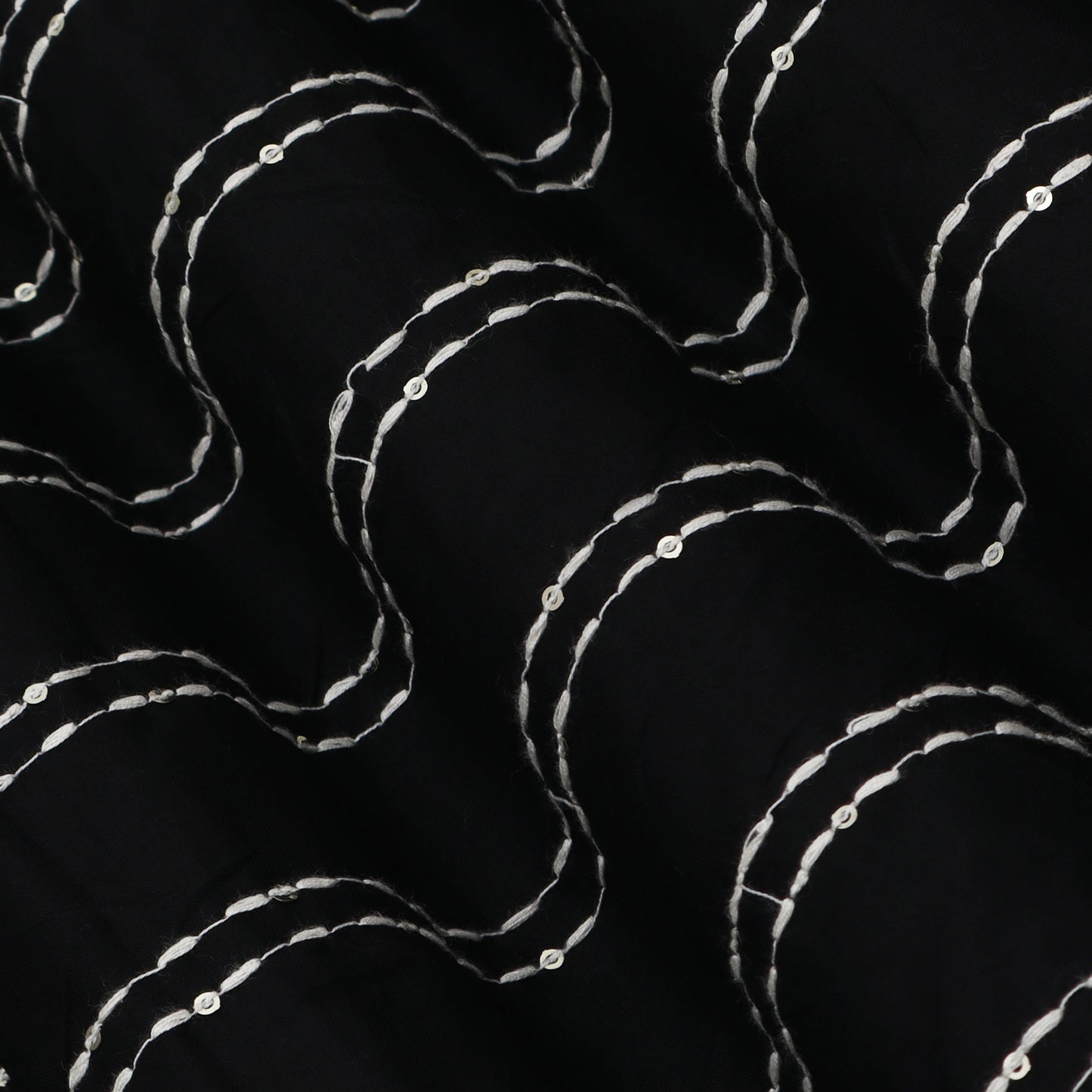 Black Color Cotton Stripe Embroidery Fabric