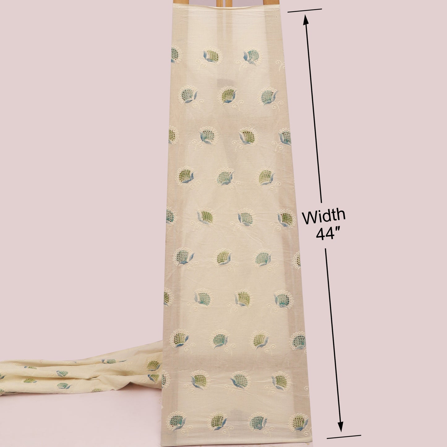 Cotton Chikan Print Embroidery Fabric