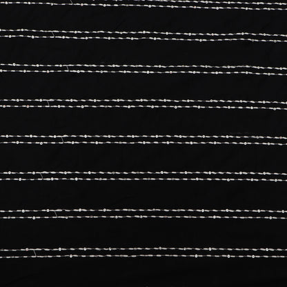 Black Color Cotton Stripe Embroidery Fabric