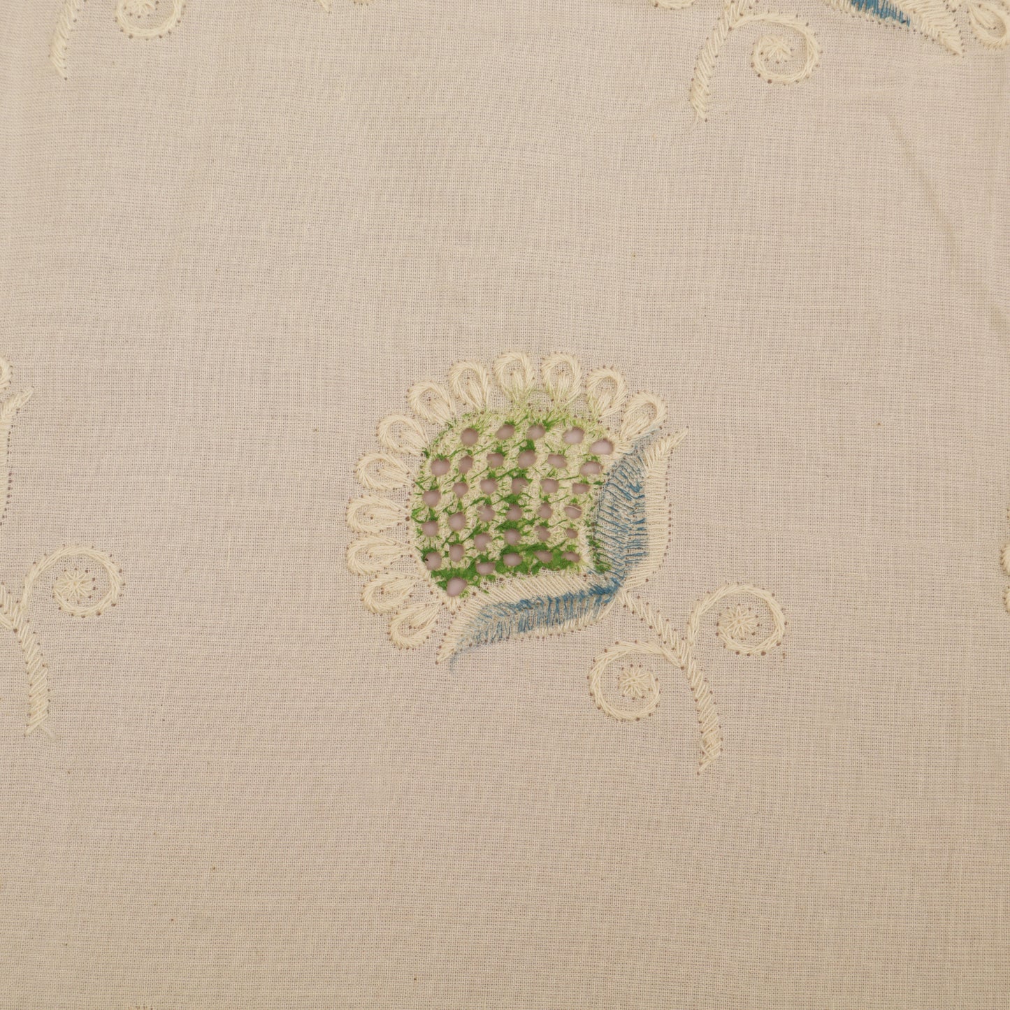 Cotton Chikan Print Embroidery Fabric
