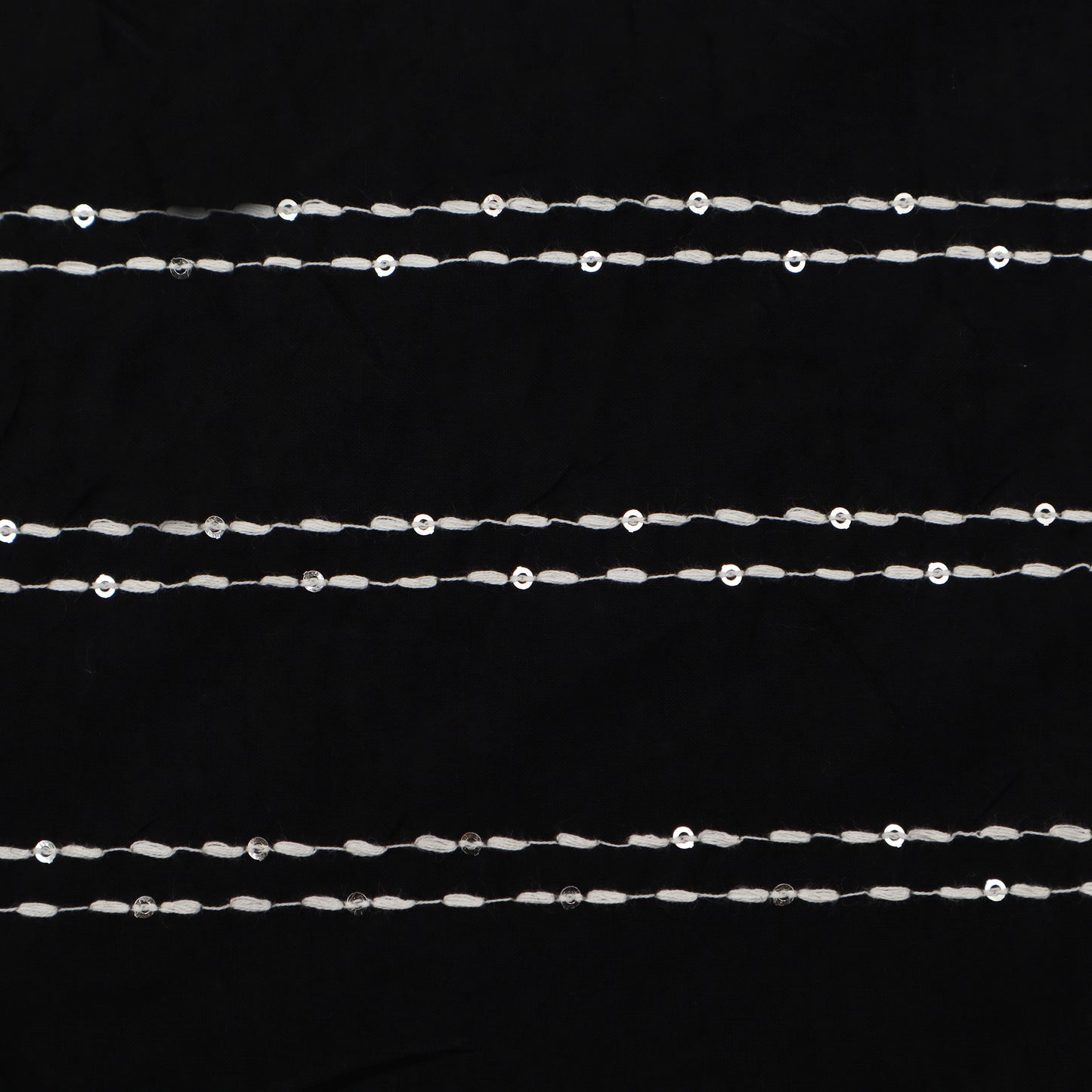 Black Color Cotton Stripe Embroidery Fabric