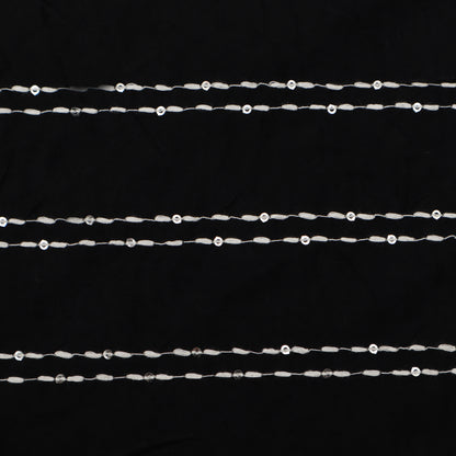 Black Color Cotton Stripe Embroidery Fabric