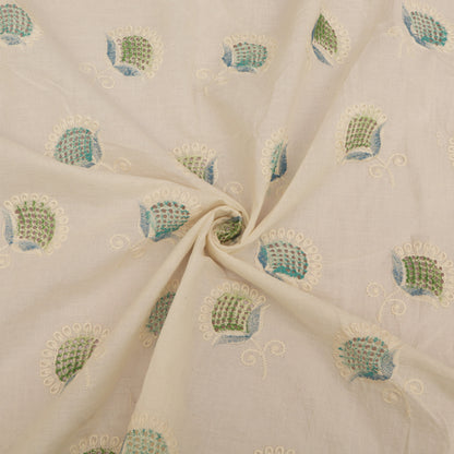 Cotton Chikan Print Embroidery Fabric
