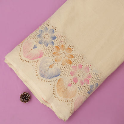 Cotton Chikan Print Embroidery Fabric