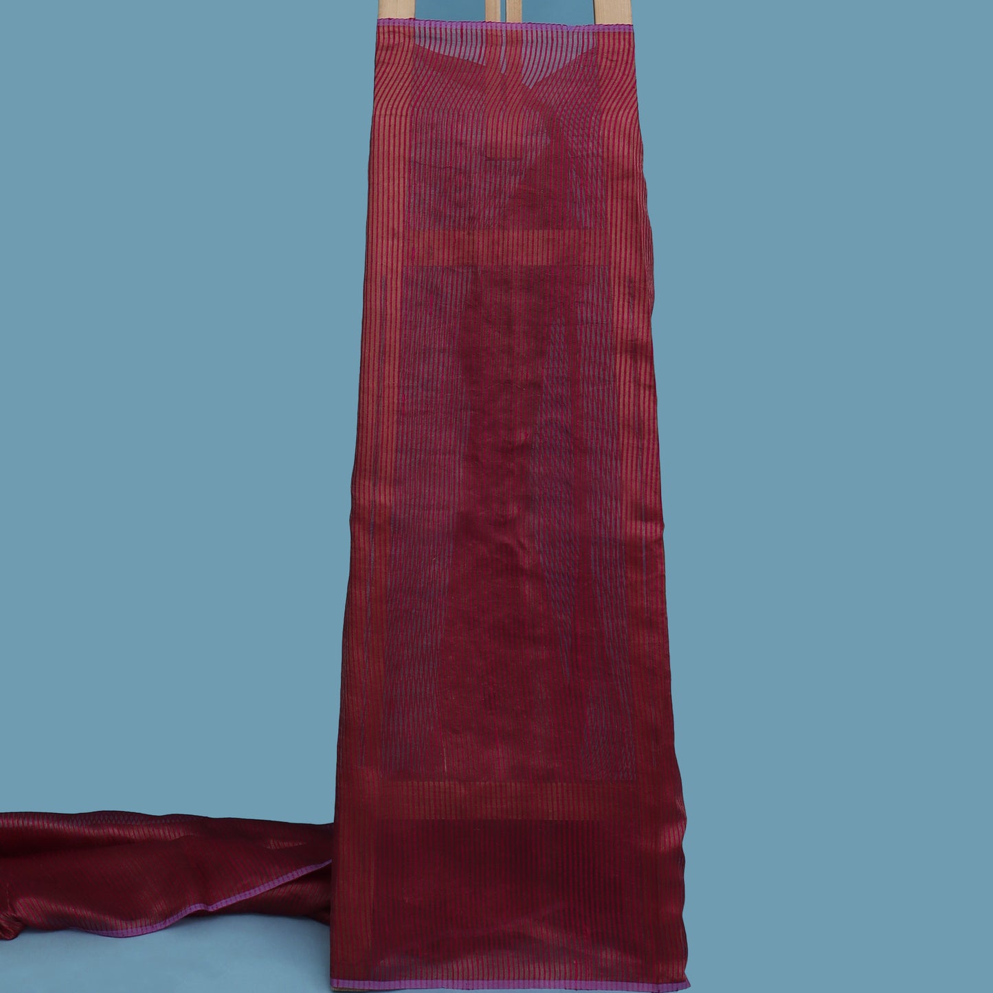 Wine Color Raw Silk Stripe Fabric