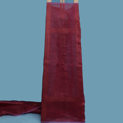 Wine Color Raw Silk Stripe Fabric