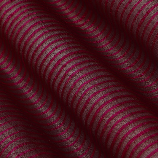 Wine Color Raw Silk Stripe Fabric