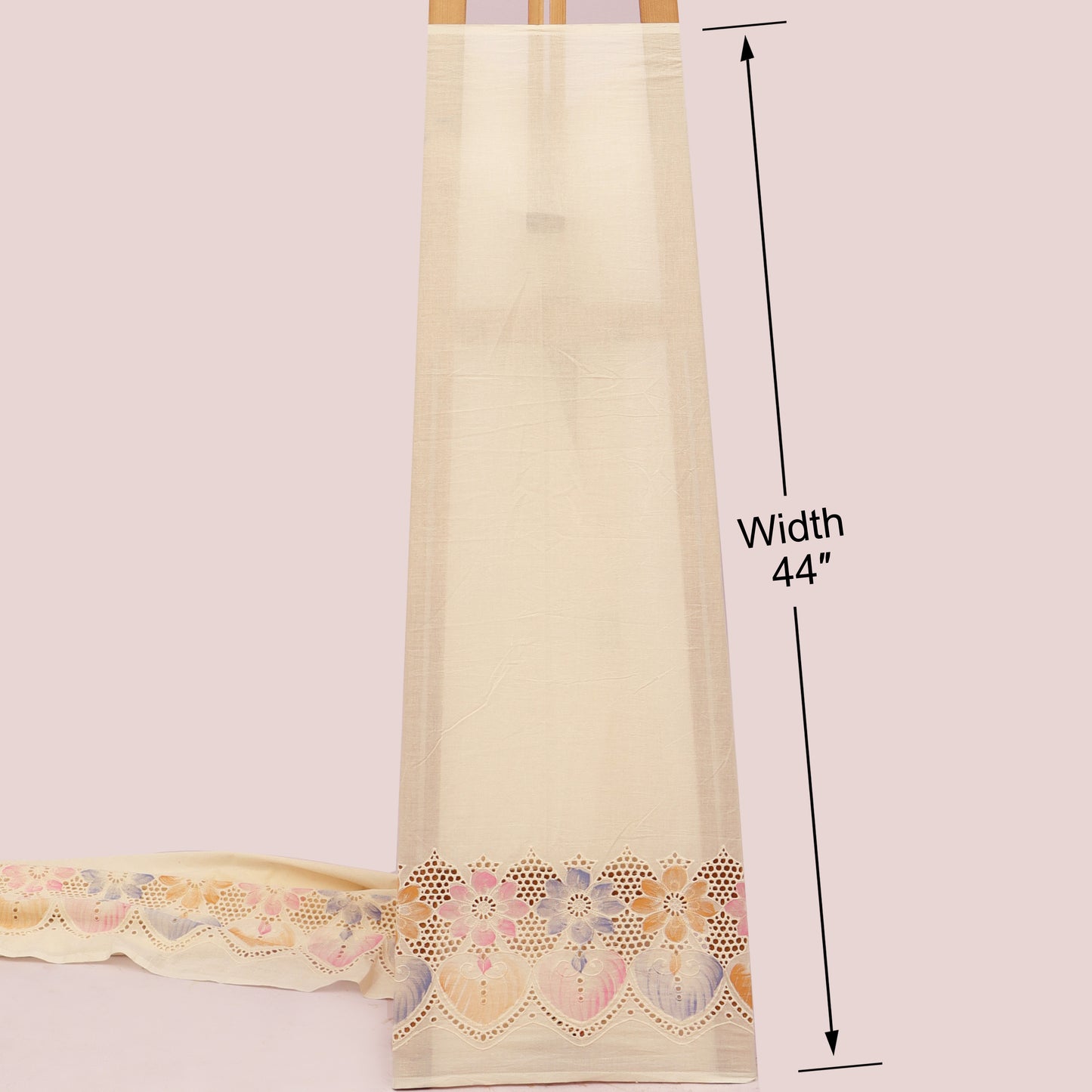 Cotton Chikan Print Embroidery Fabric