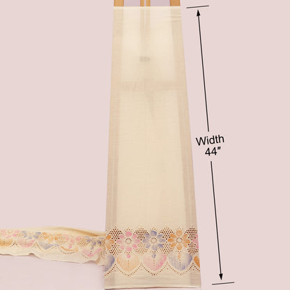 Cotton Chikan Print Embroidery Fabric