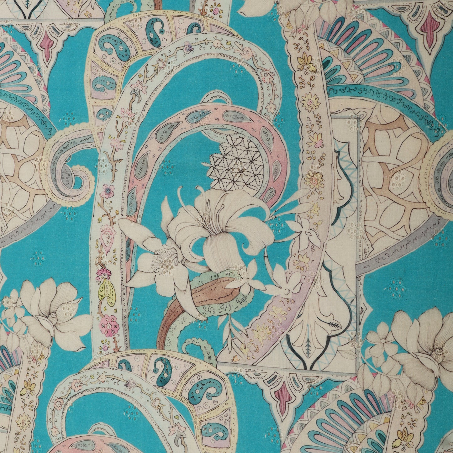 Cotton Chikan Print Embroidery Fabric