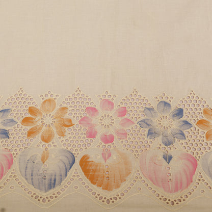 Cotton Chikan Print Embroidery Fabric