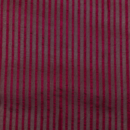 Wine Color Raw Silk Stripe Fabric