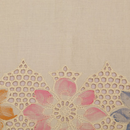 Cotton Chikan Print Embroidery Fabric