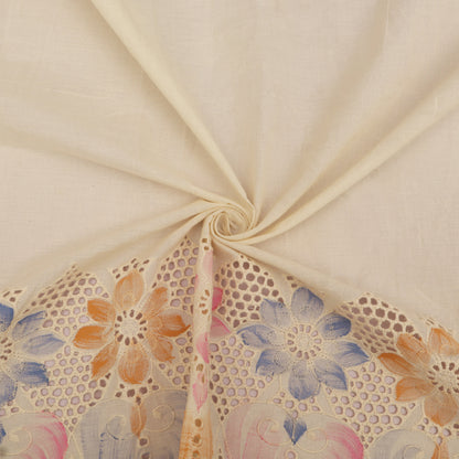 Cotton Chikan Print Embroidery Fabric
