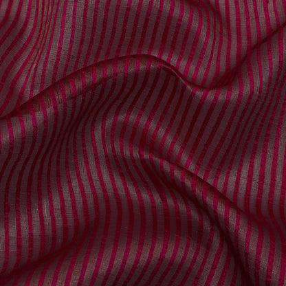 Wine Color Raw Silk Stripe Fabric