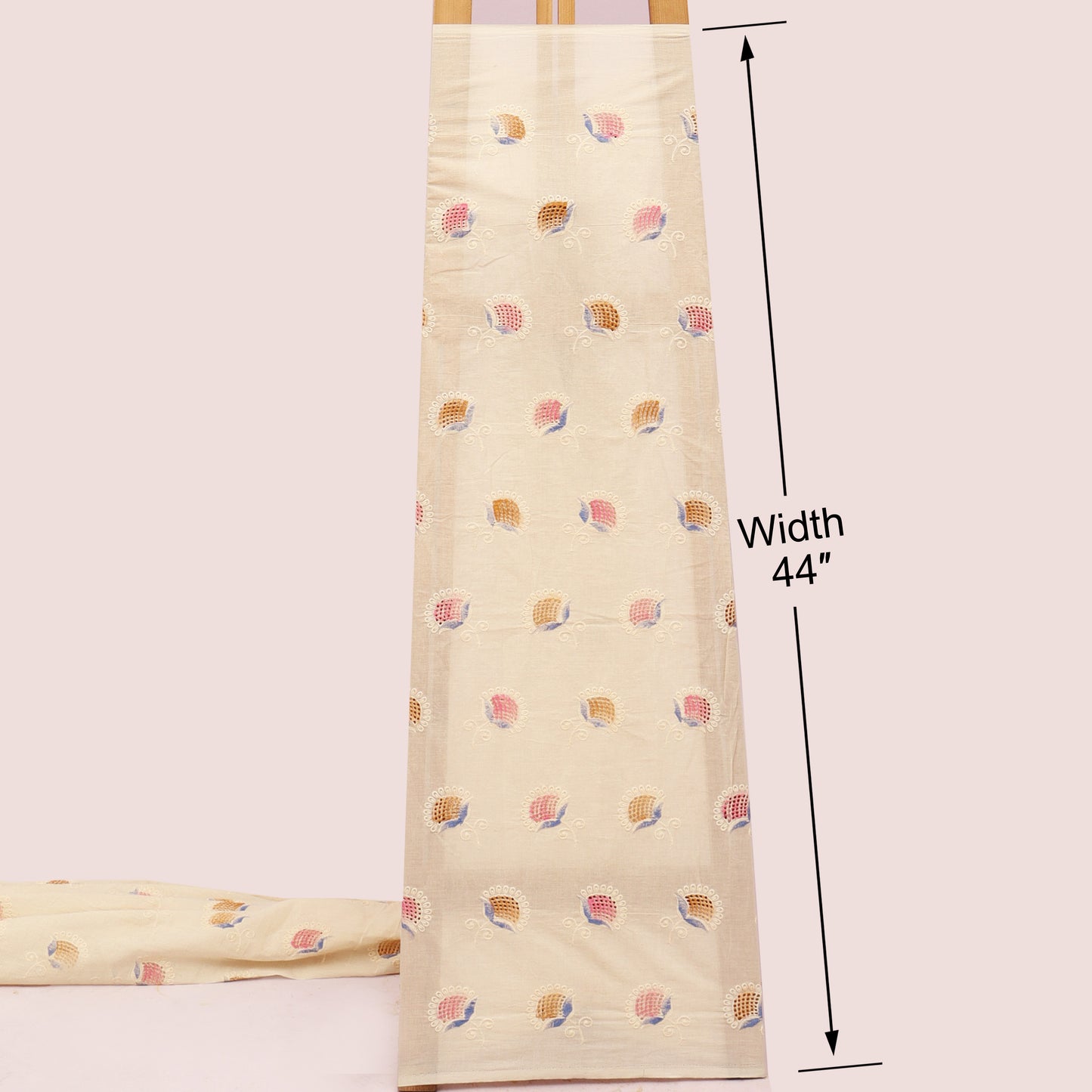 Cotton Chikan Print Embroidery Fabric