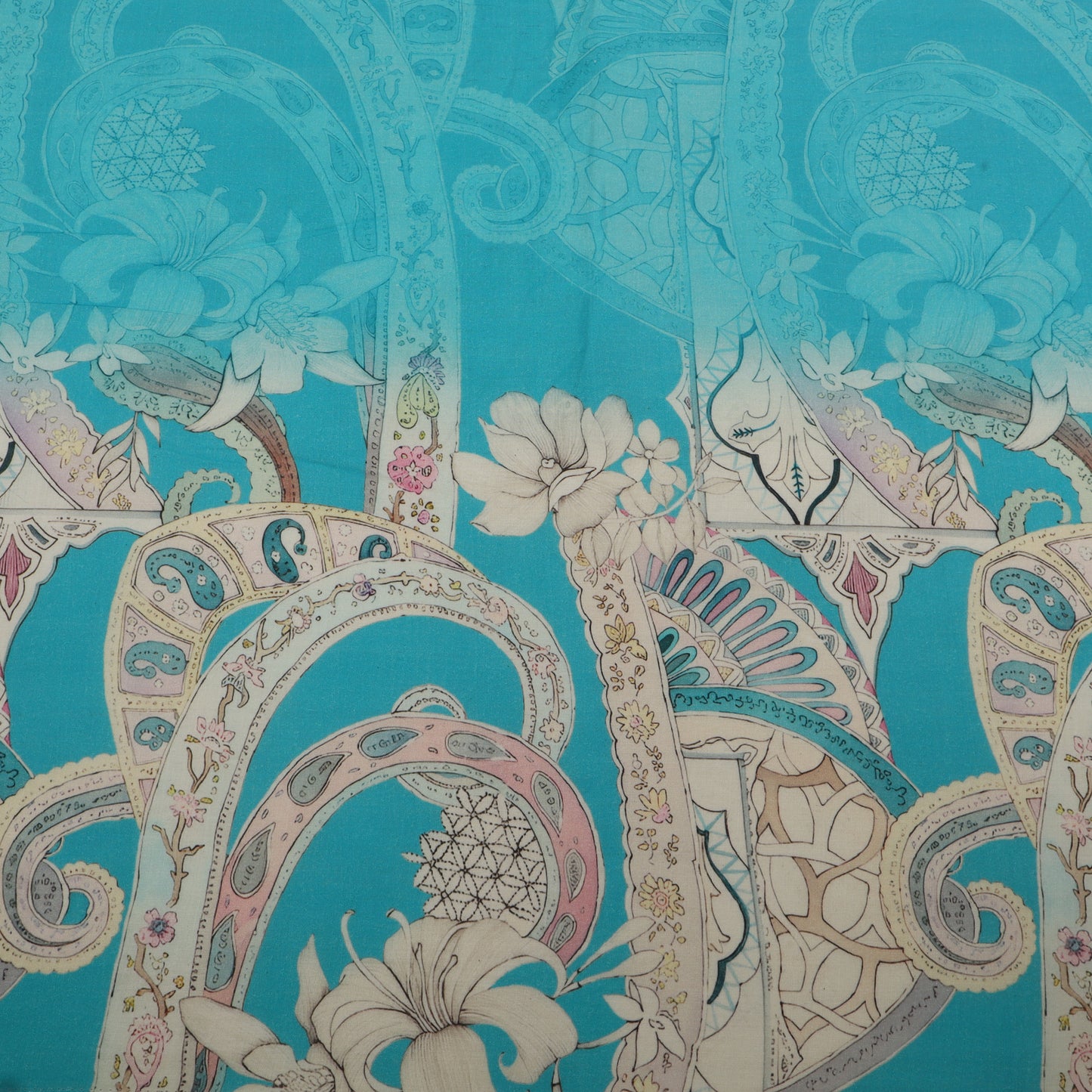 Cotton Chikan Print Embroidery Fabric