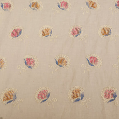 Cotton Chikan Print Embroidery Fabric