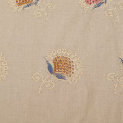 Cotton Chikan Print Embroidery Fabric