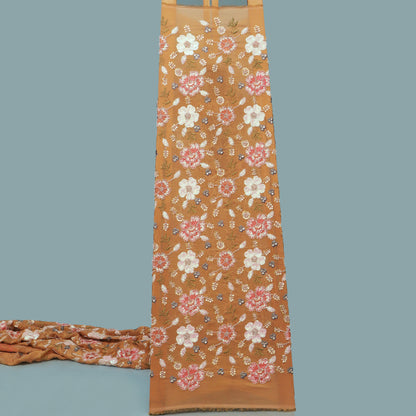 Peach Color Tissue Embroidery Fabric