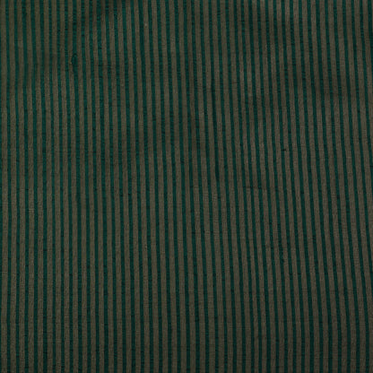 Bottle Green Color Raw Silk Stripe Fabric