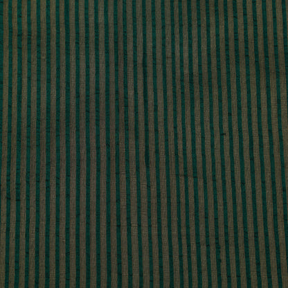 Bottle Green Color Raw Silk Stripe Fabric