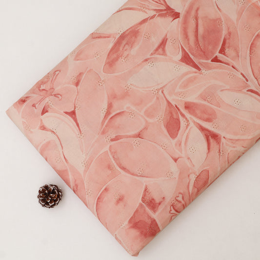 Cotton Chikan Print Embroidery Fabric
