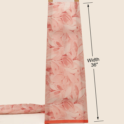 Pink floral scarf with measurements on a beige background