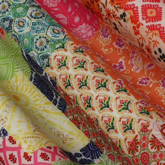 Multi Colored Mulmul Print Fabric