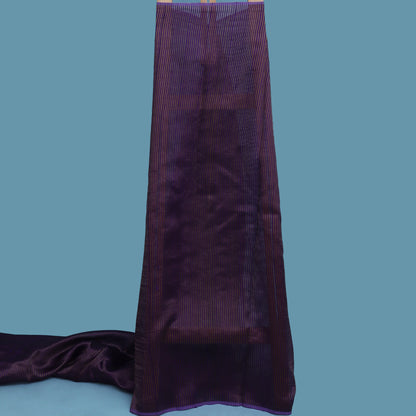 Purple Color Raw Silk Stripe Fabric