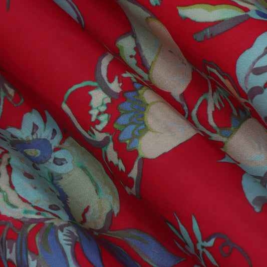 Multi Colored Mulmul Print Fabric