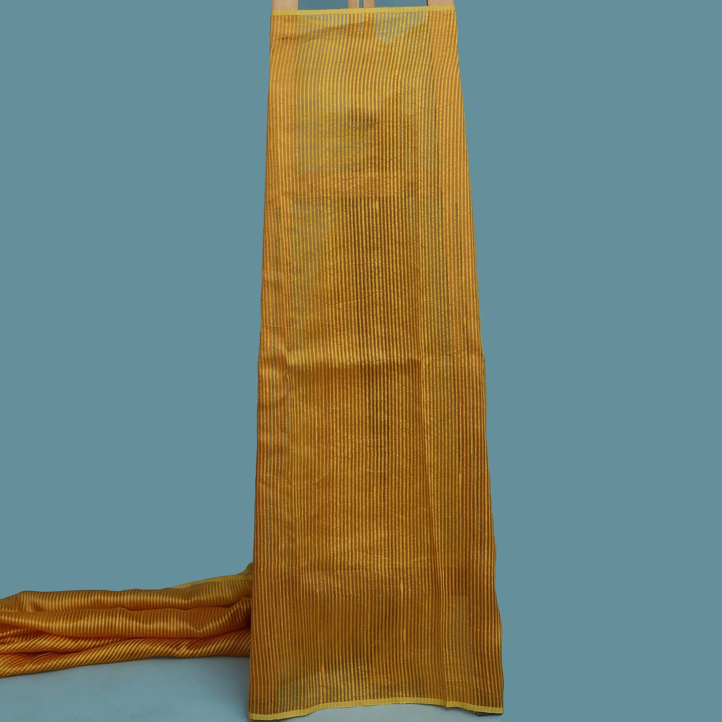Mustard Color Raw Silk Stripe Fabric