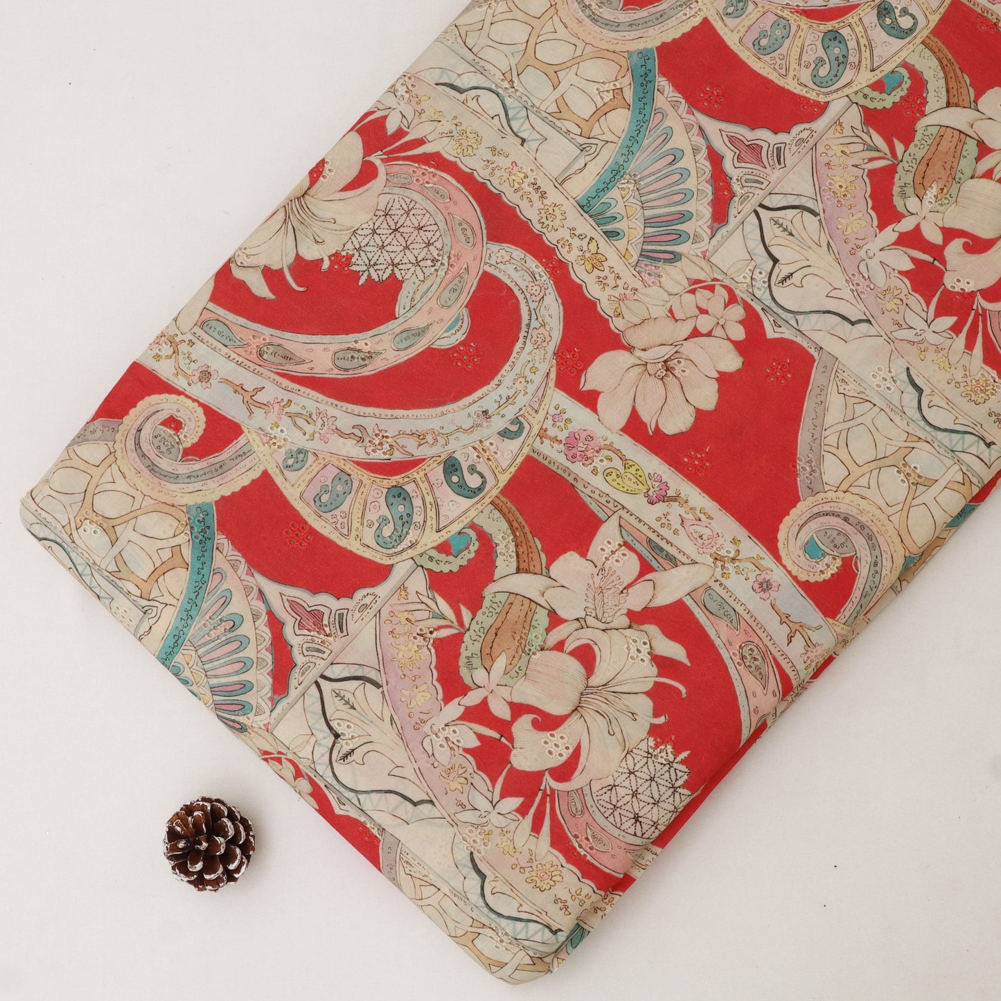 Cotton Chikan Print Embroidery Fabric
