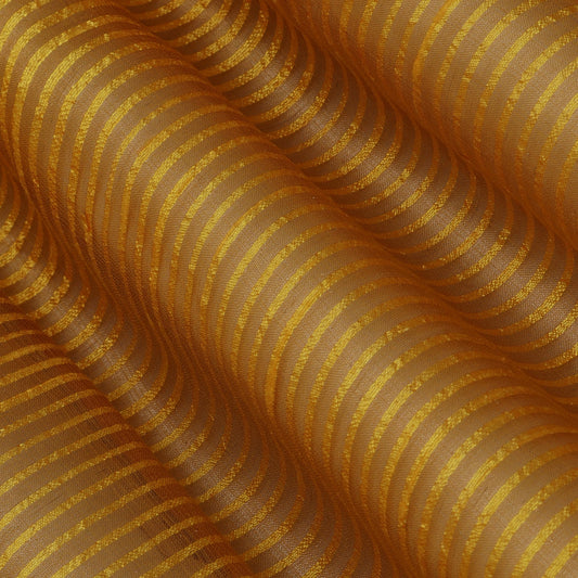 Mustard Color Raw Silk Stripe Fabric