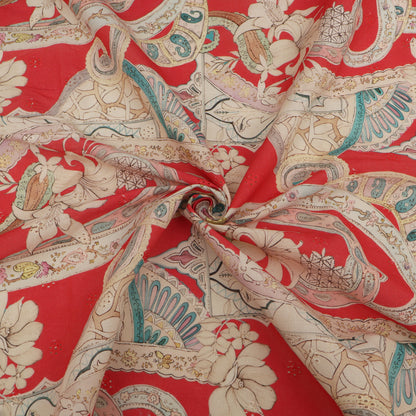 Cotton Chikan Print Embroidery Fabric