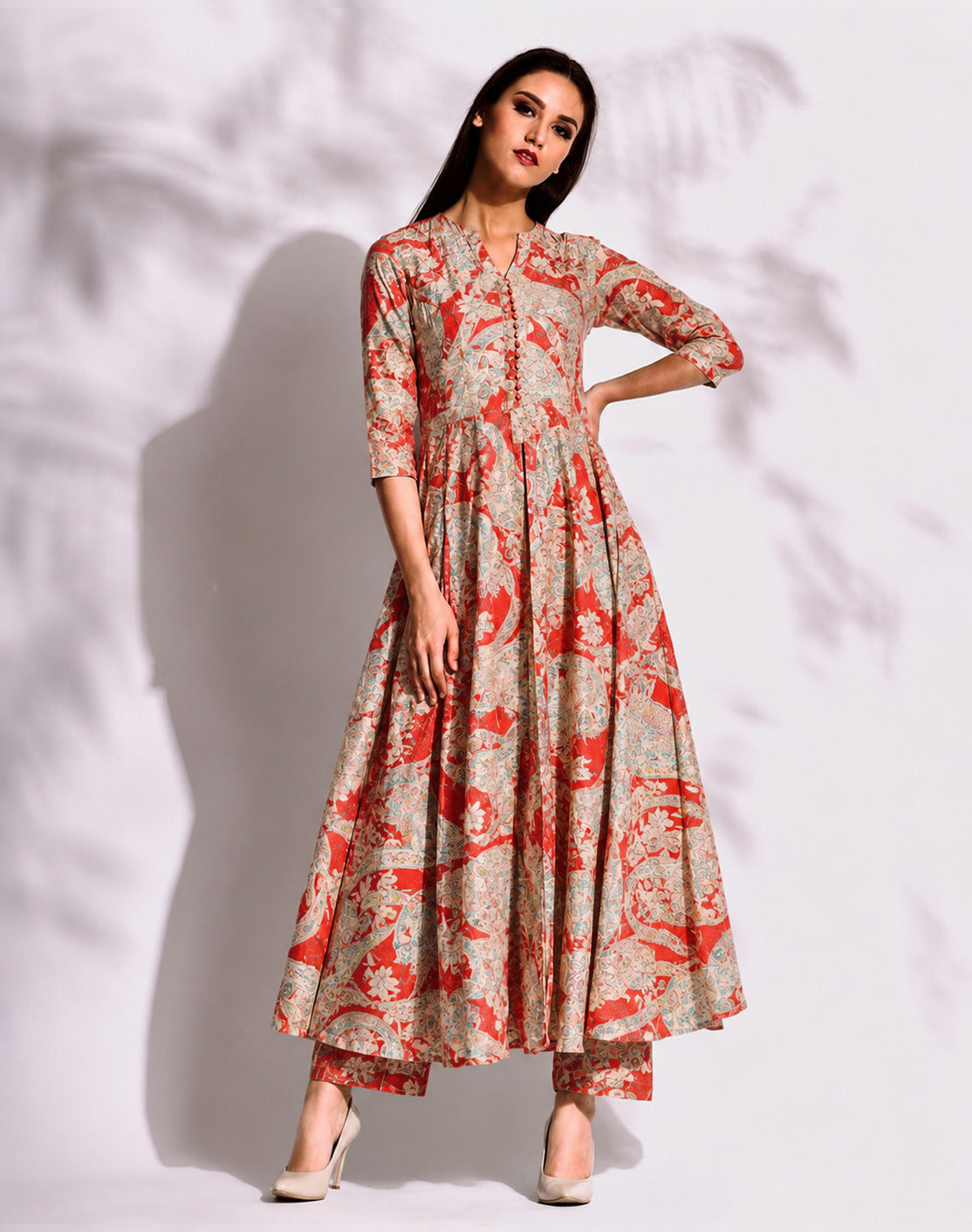 Cotton Chikan Print Embroidery Fabric