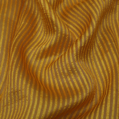 Mustard Color Raw Silk Stripe Fabric