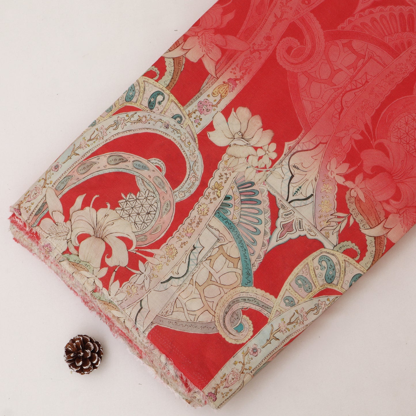 Cotton Chikan Print Embroidery Fabric