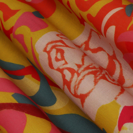 Multi Colored Mulmul Print Fabric