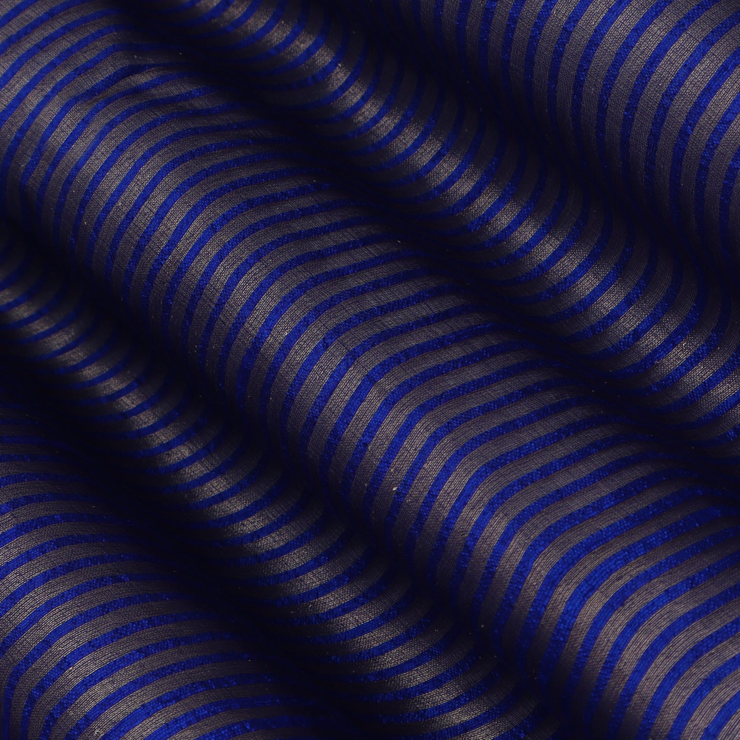 Royal Blue Color Raw Silk Stripe Fabric