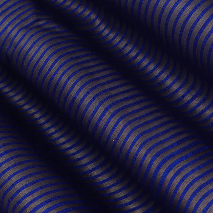 Royal Blue Color Raw Silk Stripe Fabric