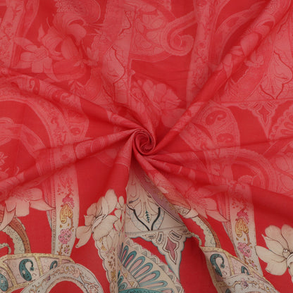 Cotton Chikan Print Embroidery Fabric