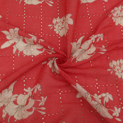 Cotton Chikan Print Embroidery Fabric