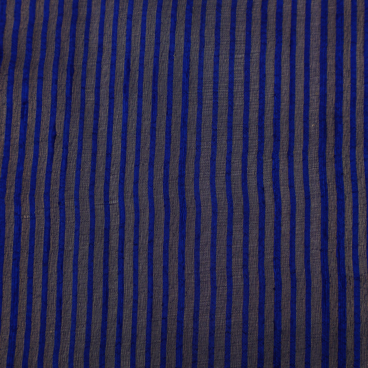 Royal Blue Color Raw Silk Stripe Fabric